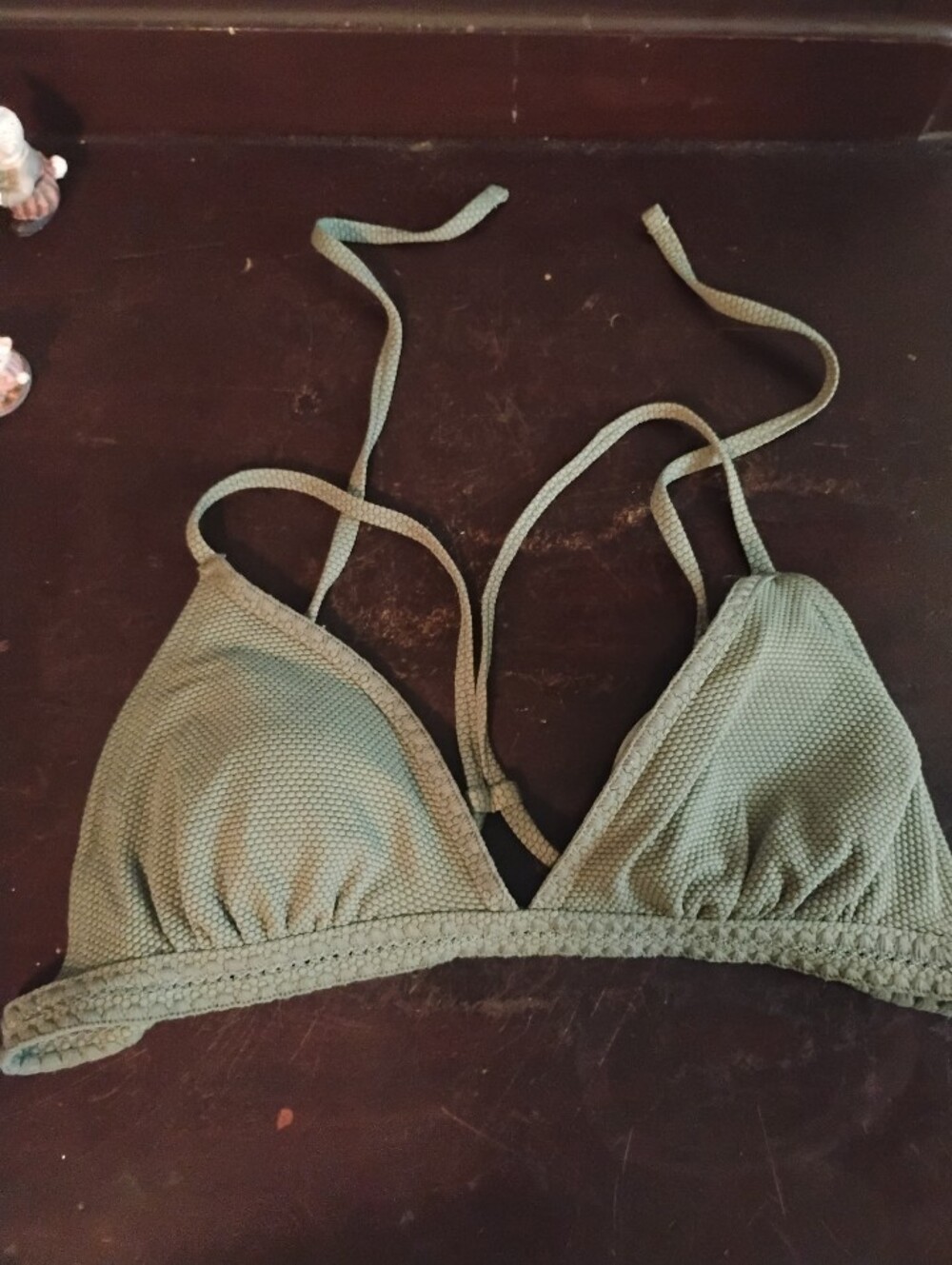 Xhilaration Sage Green Textured Triangle Bikini Top Size XL